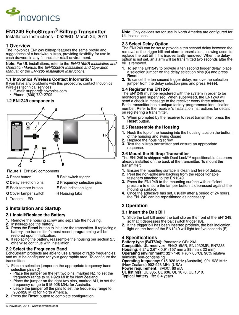 Inovonics EchoStream EN1249 installation instructions