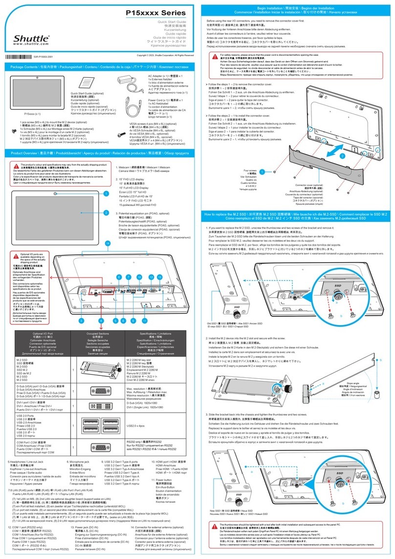 Shuttle P15 Series quick start guide