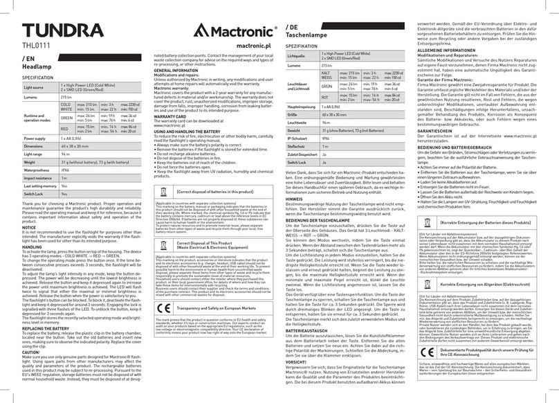 Mactronic TUNDRA THL0111 User manual Mactronic TUNDRA THL0111 User manual