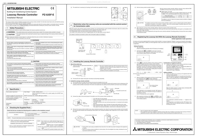 Mitsubishi Electric Lossnay PZ-52SF-E installation manual