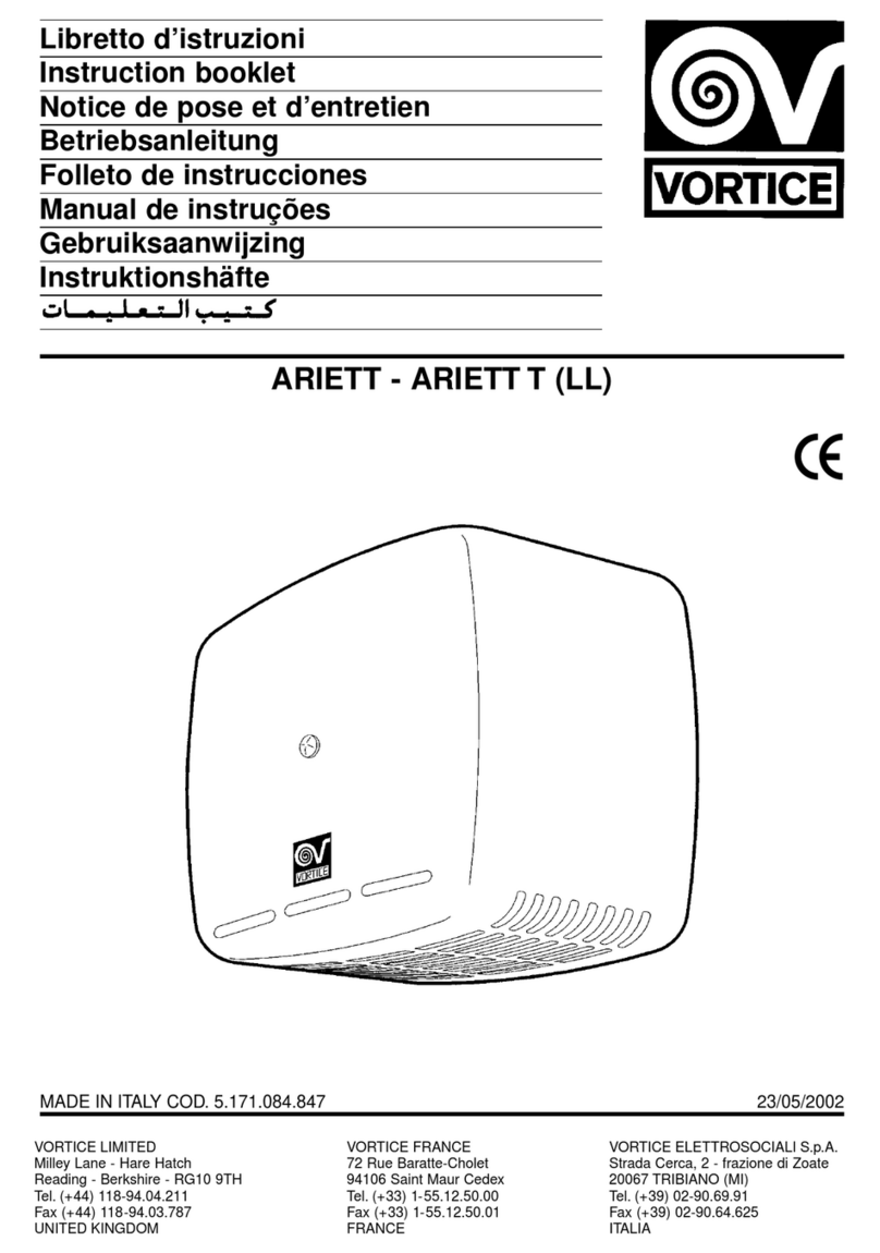Vortice ARIETT Instruction booklet