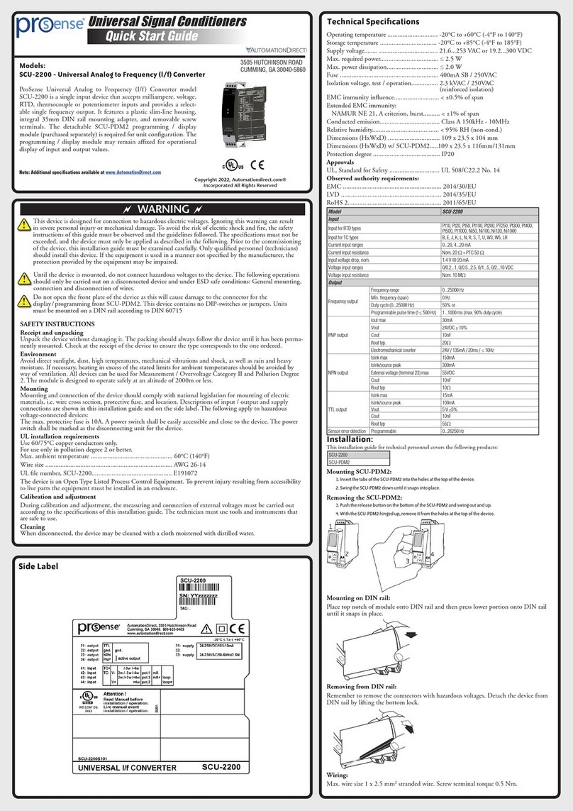 Prosense SCU-2200 quick start guide
