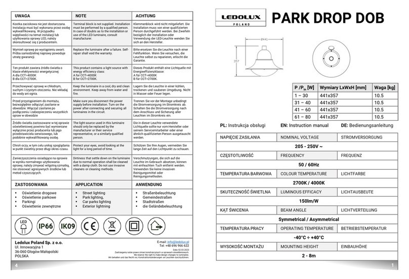 LEDOLUX PARK DROP DOB User manual