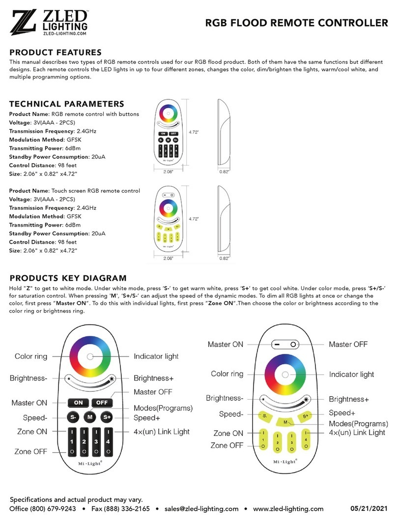 Zled Lighting RGB FLOOD REMOTE CONTROLLER manual