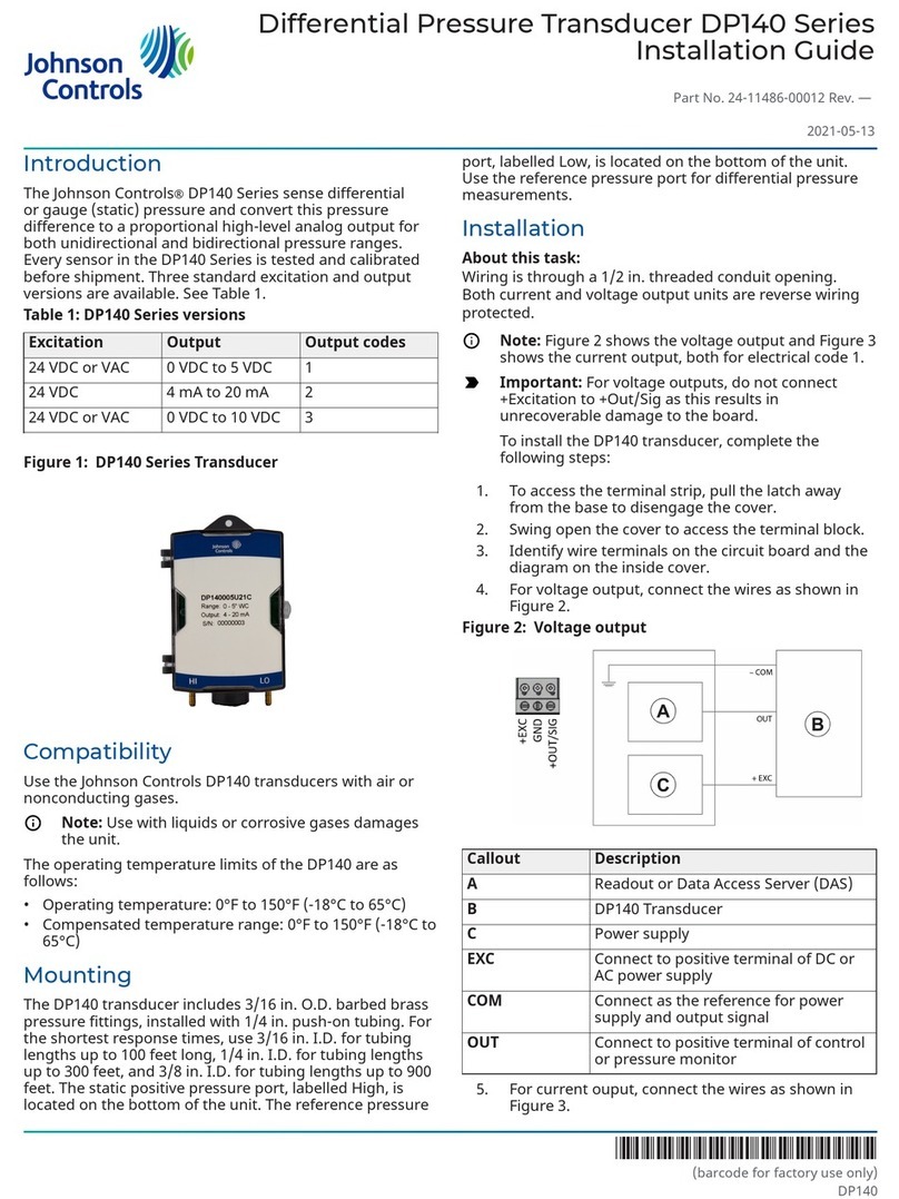 Johnson Controls DP140 Series installation guide