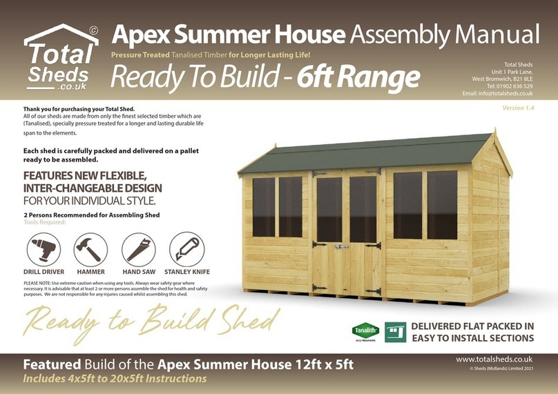total sheds Apex Summer House 12ft x 4ft Assembly manual