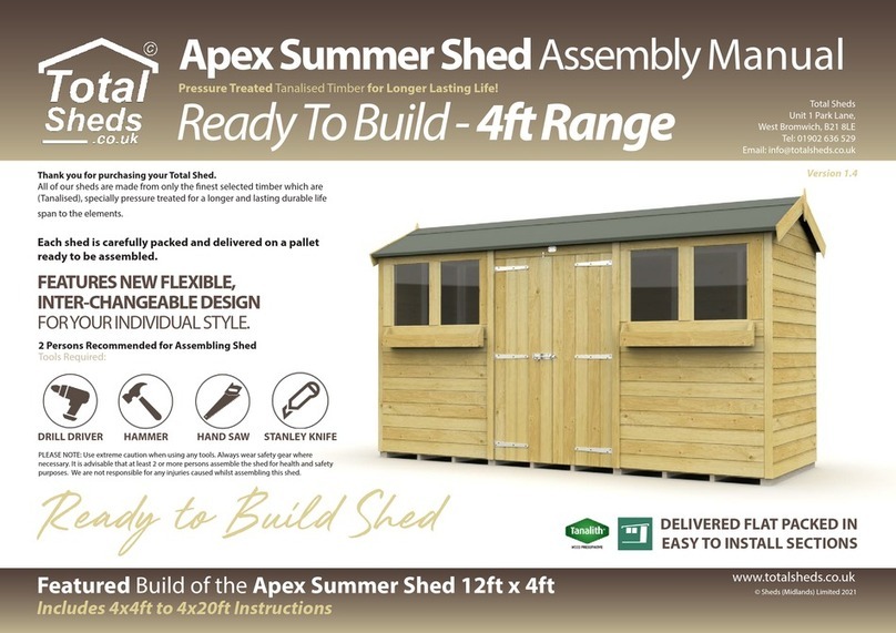 total sheds Apex Summer House 12ft x 4ft Assembly manual