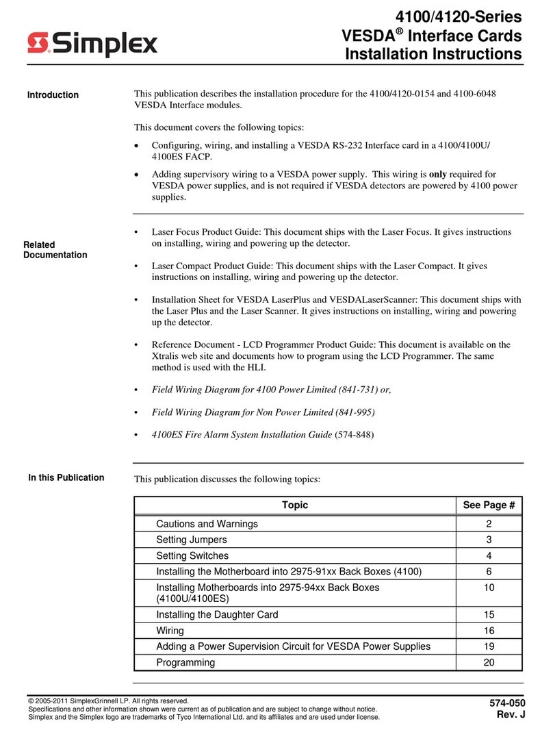 Simplex VESDA 4100 Series installation instructions