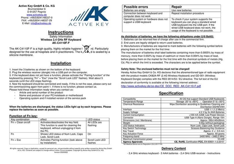 Active Key AK-C4110F-F instructions