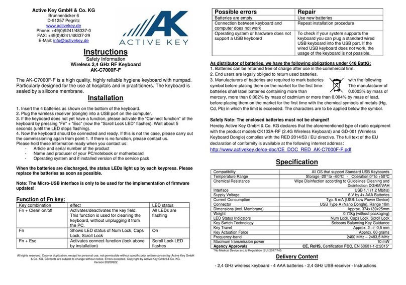Active Key AK-C7000F-F User manual