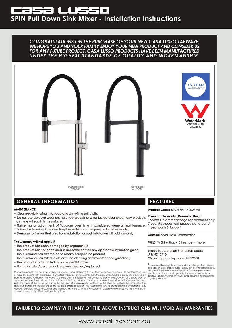 Casa Lusso SPIN 62025BN installation instructions