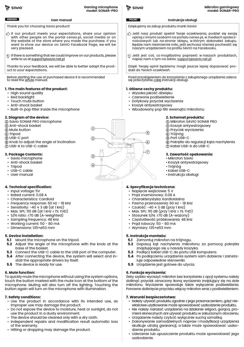 Savio SONAR-PRO user manual