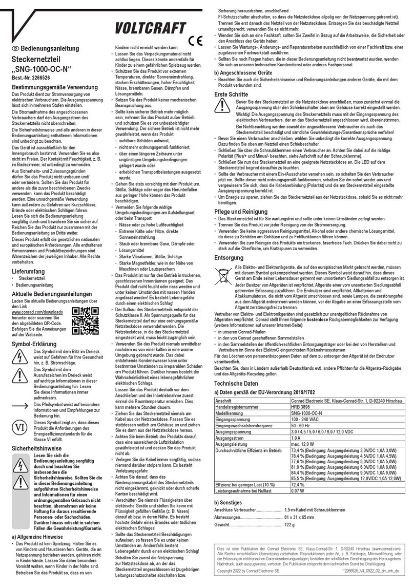 VOLTCRAFT SNG-1000-OC-N User manual
