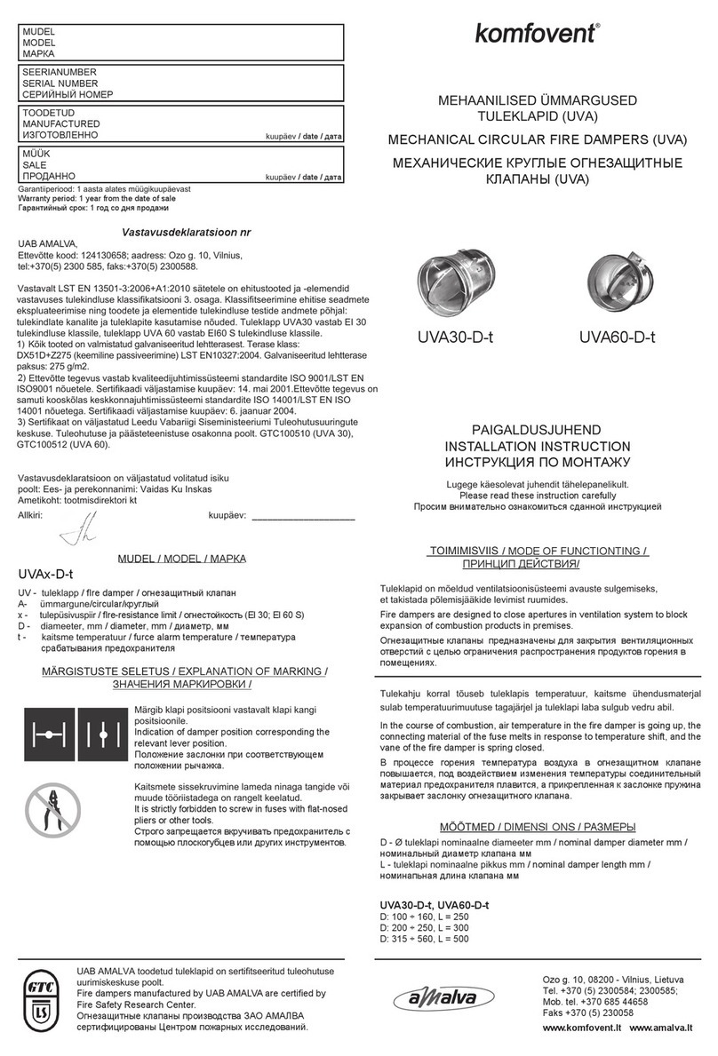 Komfovent UVA30-D-t installation instructions Komfovent UVA30-D-t installation instructions