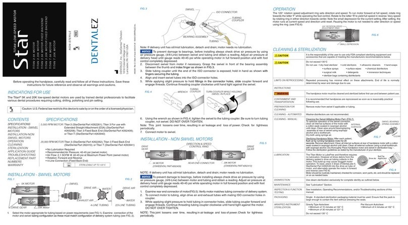 DentalEZ Star TITAN 3 5K MOTOR instruction manual