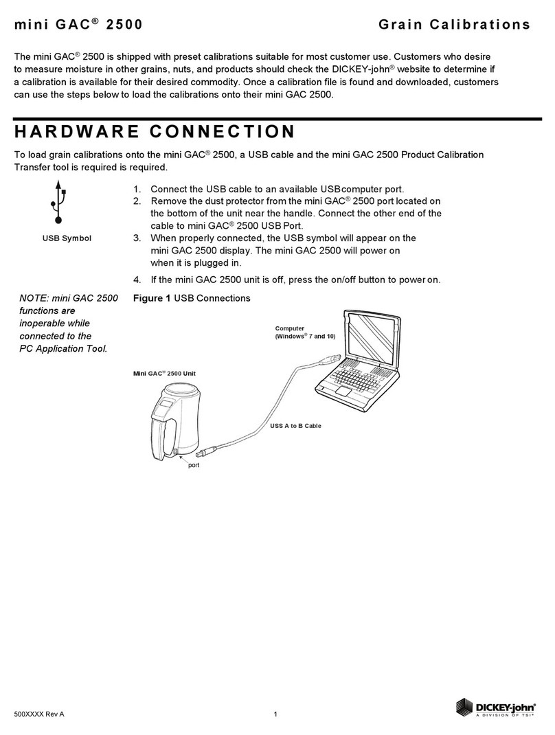 TSI Instruments Dickey-John MINI GAC 2500 quick start guide