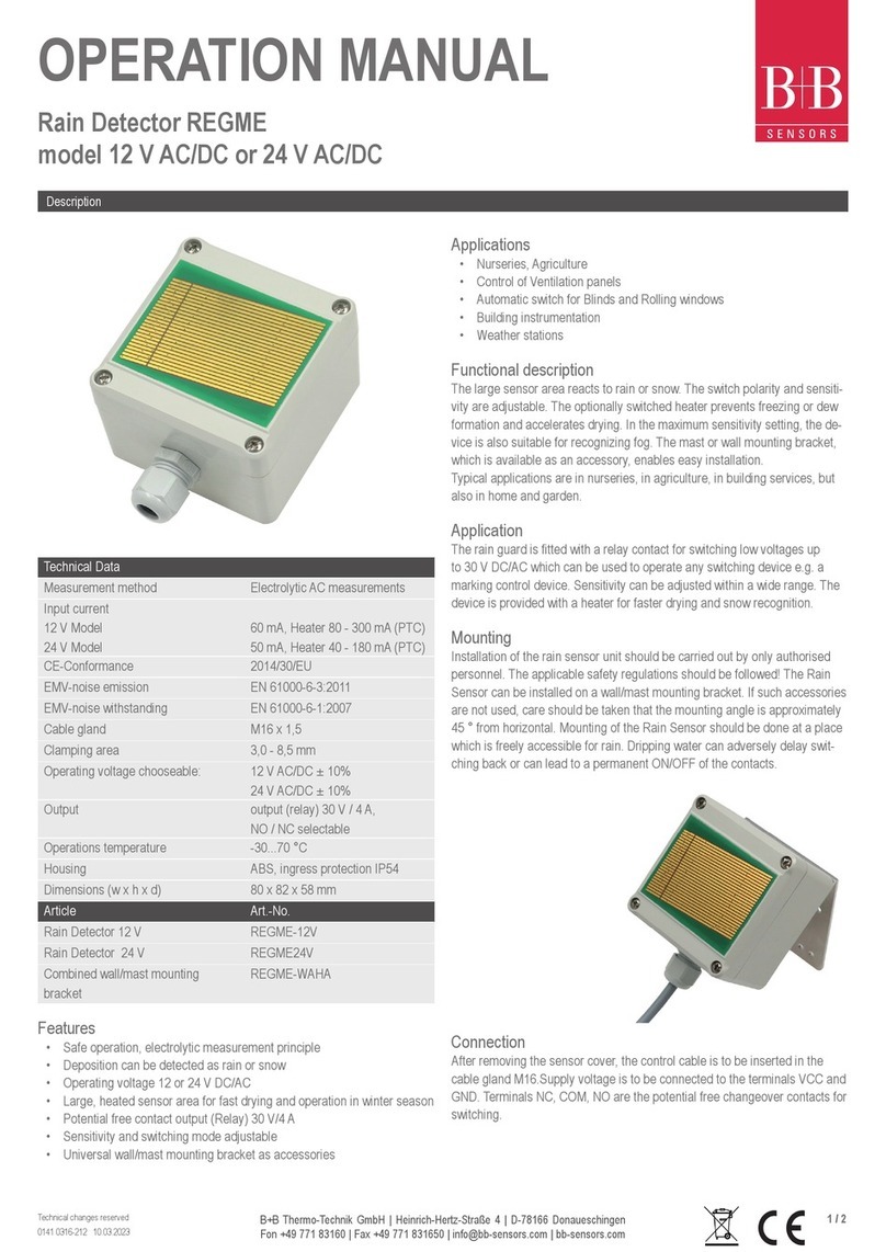 B+B Sensors REGME 12 V AC/DC Operation manual B+B Sensors REGME 12 V AC/DC Operation manual