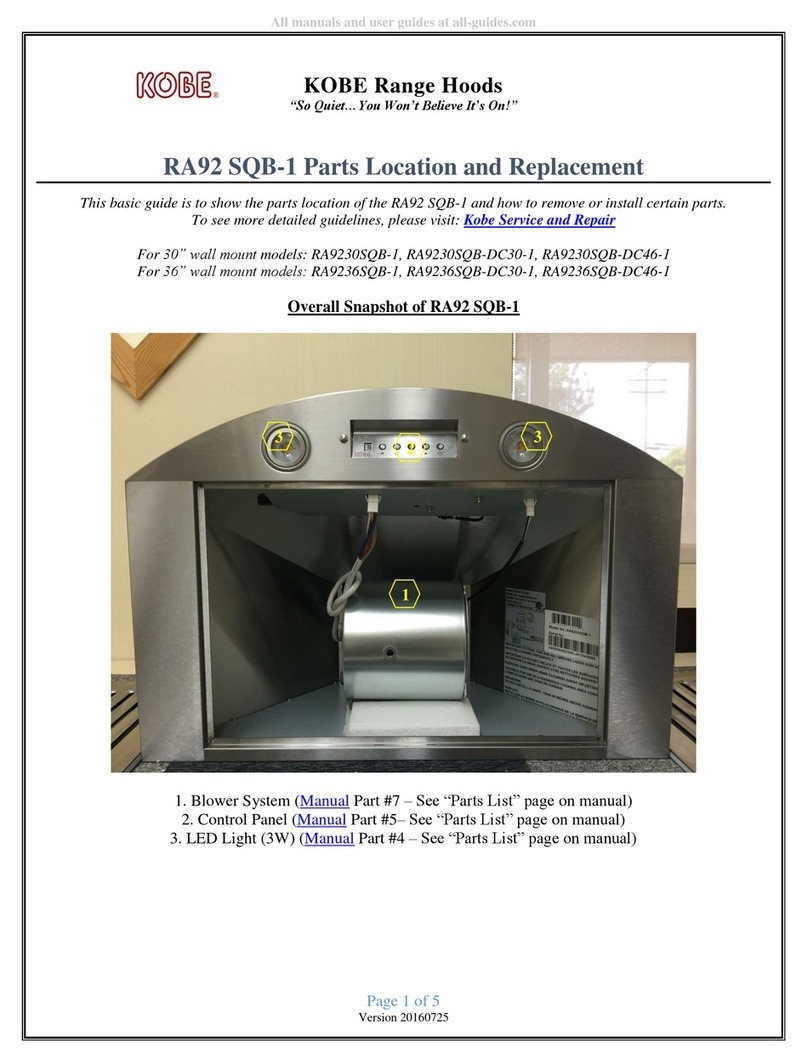 KOBE RA9230SQB-1 Parts Location and Replacement