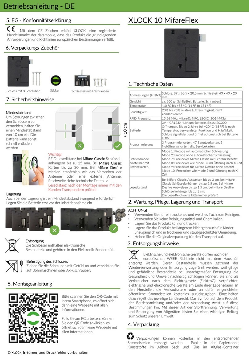 XLOCK 10 MifareFlex instruction manual