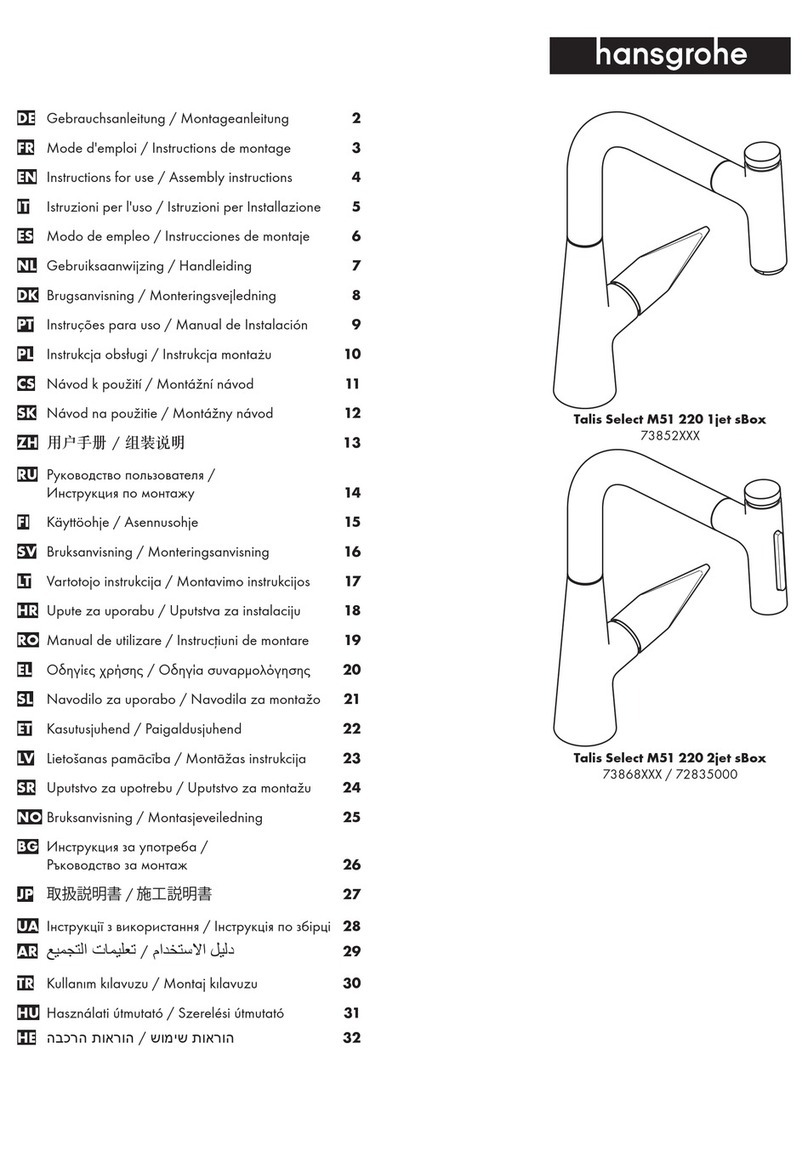 Hans Grohe Talis Select M51 220 1jet sBox 73852 Series Instructions for use/assembly instructions Hans Grohe Talis Select M51 220 1jet sBox 73852 Series Instructions for use/assembly instructions