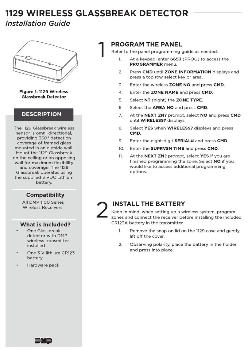 DMP Electronics 1129 WIRELESS GLASSBREAK DETECTOR installation guide