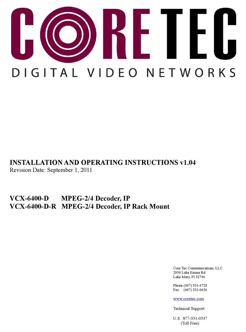 Coretec VCX-6400-D Installation and operating instructions