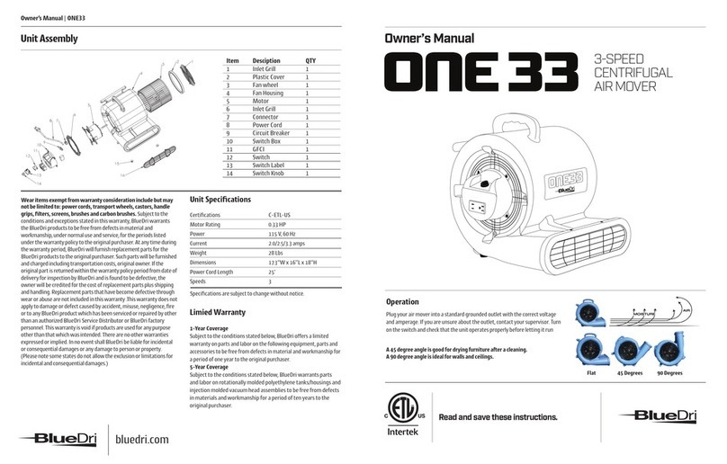 Bluedri ONE33 owner's manual