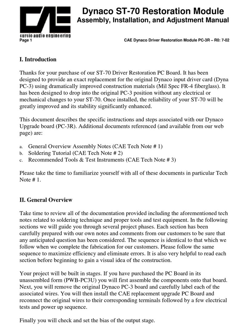 CAE Dynaco ST-70 Restoration Module Assembly, installation and adjustment Manual