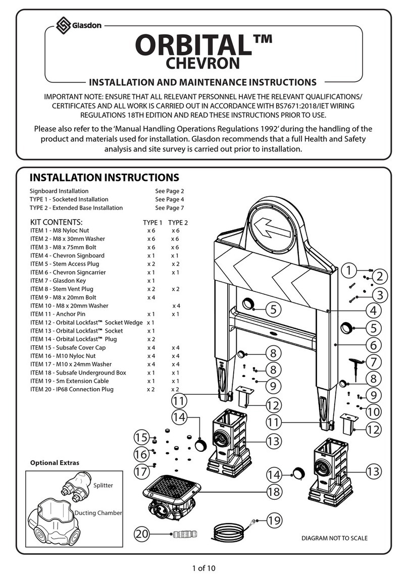 Glasdon ORBITAL Installation and maintenance instructions