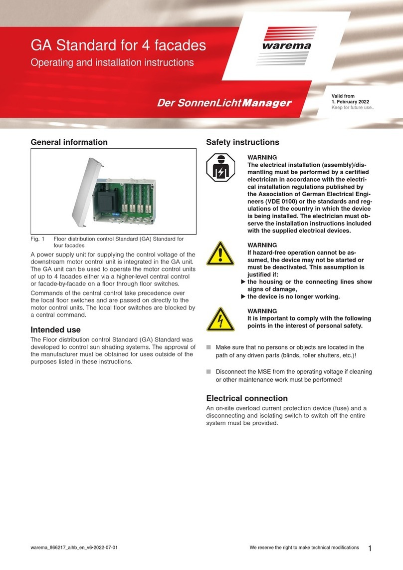 WAREMA GA Standard Operating and installation instructions