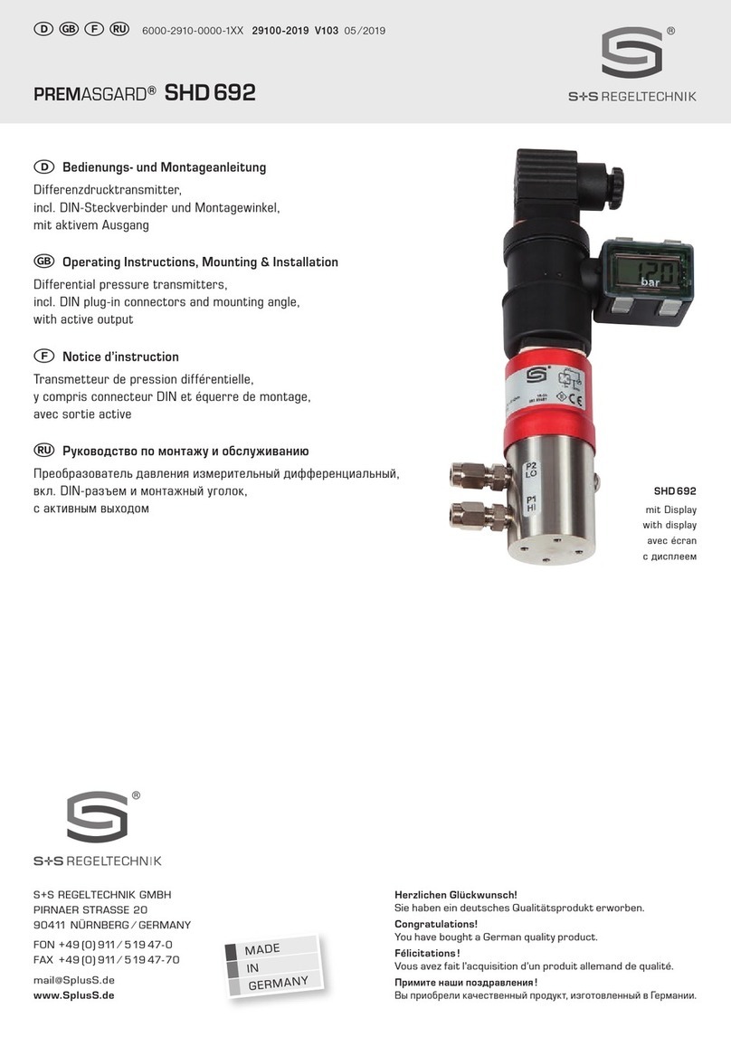 S+S Regeltechnik PREMASGARD SHD692 Operating Instructions, Mounting & Installation S+S Regeltechnik PREMASGARD SHD692 Operating Instructions, Mounting & Installation