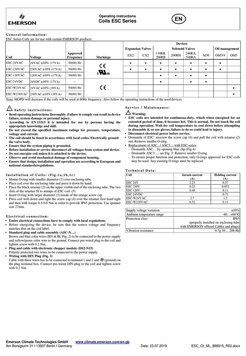 Emerson Coils ESC Series operating instructions