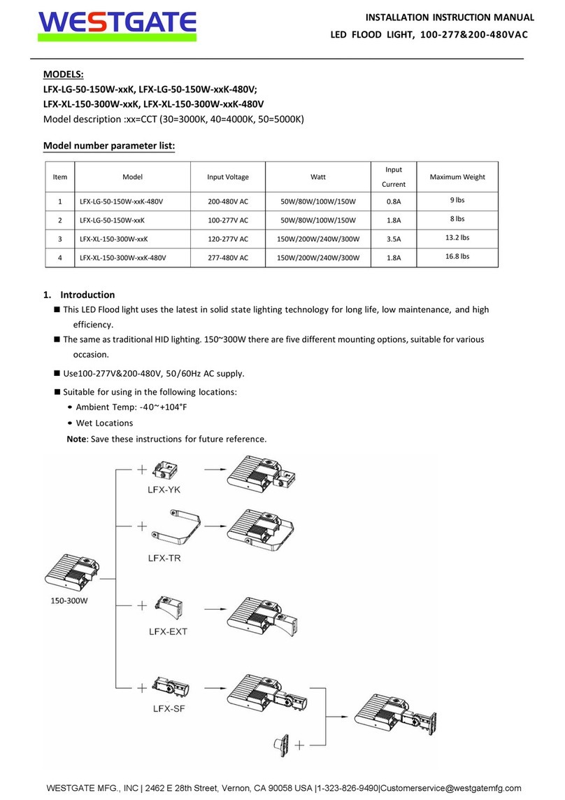 Westgate LFX-LG-50-150W K Series Installation instructions manual