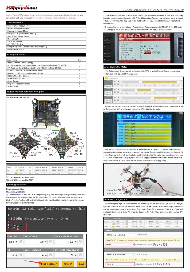 Happymodel Mobula6 HDZERO quick start guide