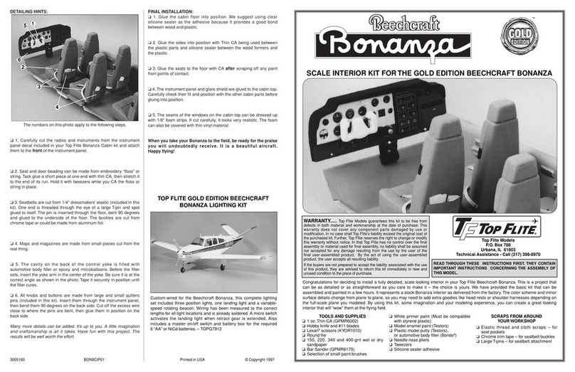 Top Flite Models GOLD EDITION Beechcraft Bonanza User manual Top Flite Models GOLD EDITION Beechcraft Bonanza User manual