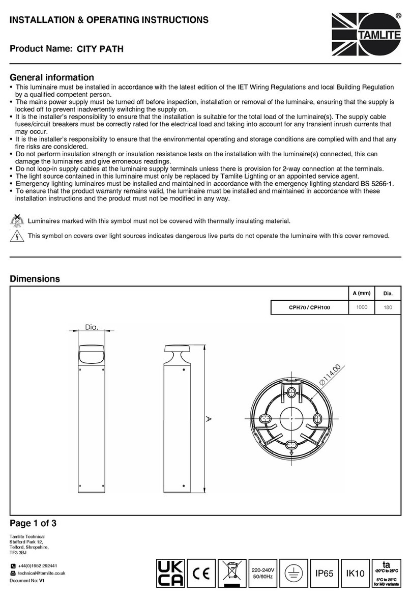 Tamlite CITY PATH Installation & operating instructions