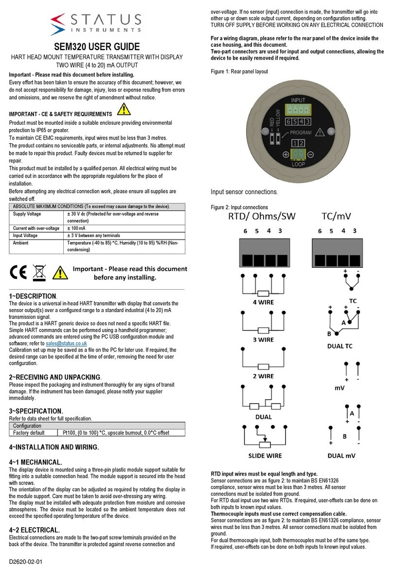 Status SEM320 user guide