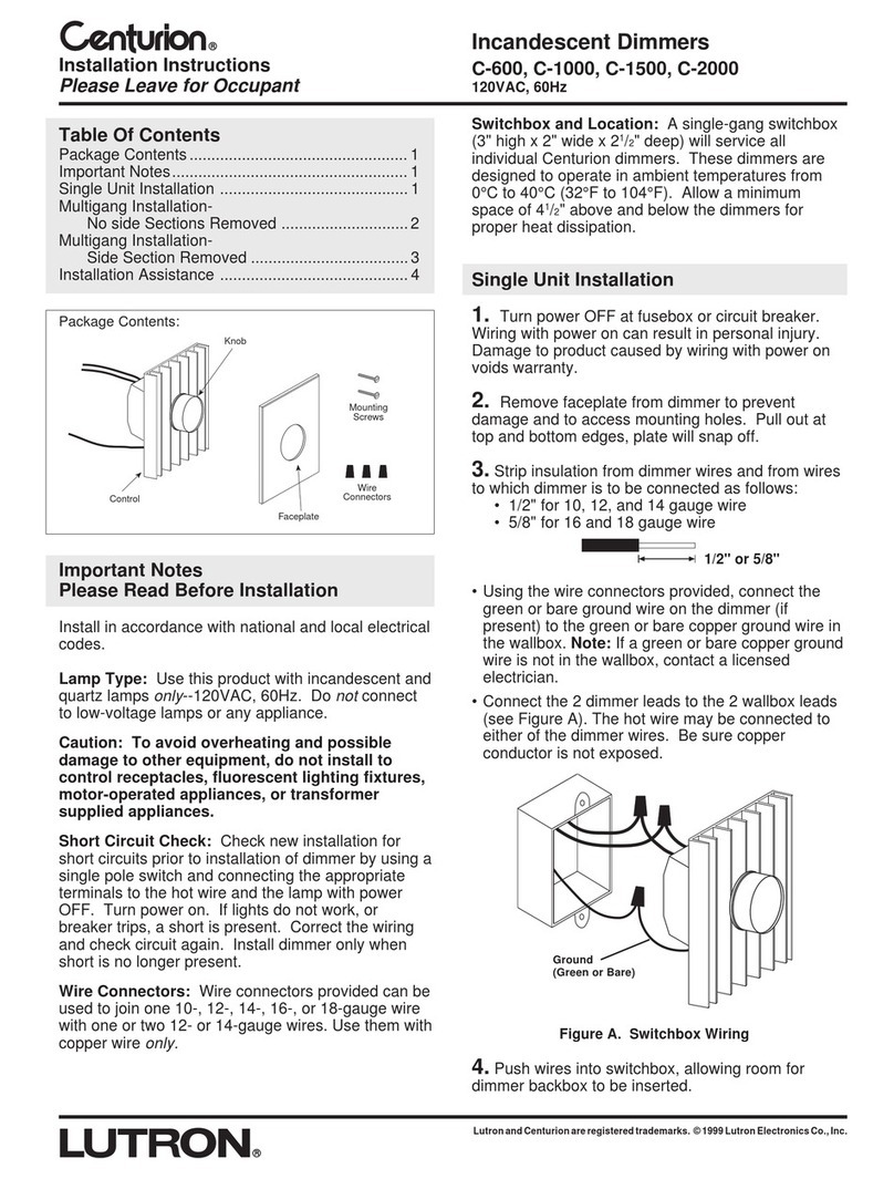 Lutron Electronics Centurion C-600 User manual