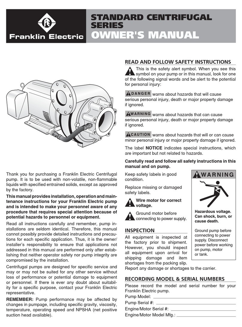 Franklin Electric STANDARD CENTRIFUGAL Series owner's manual