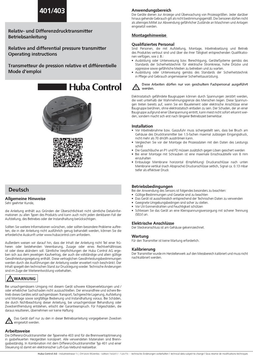 Huba Control 401 operating instructions