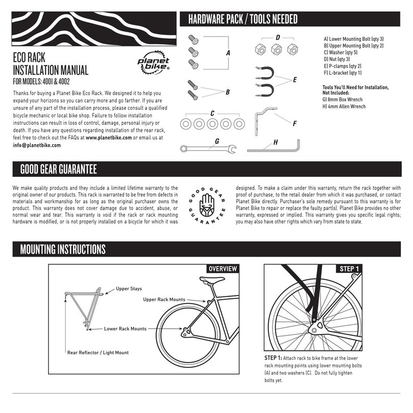 Planet Bike 4001 instruction manual
