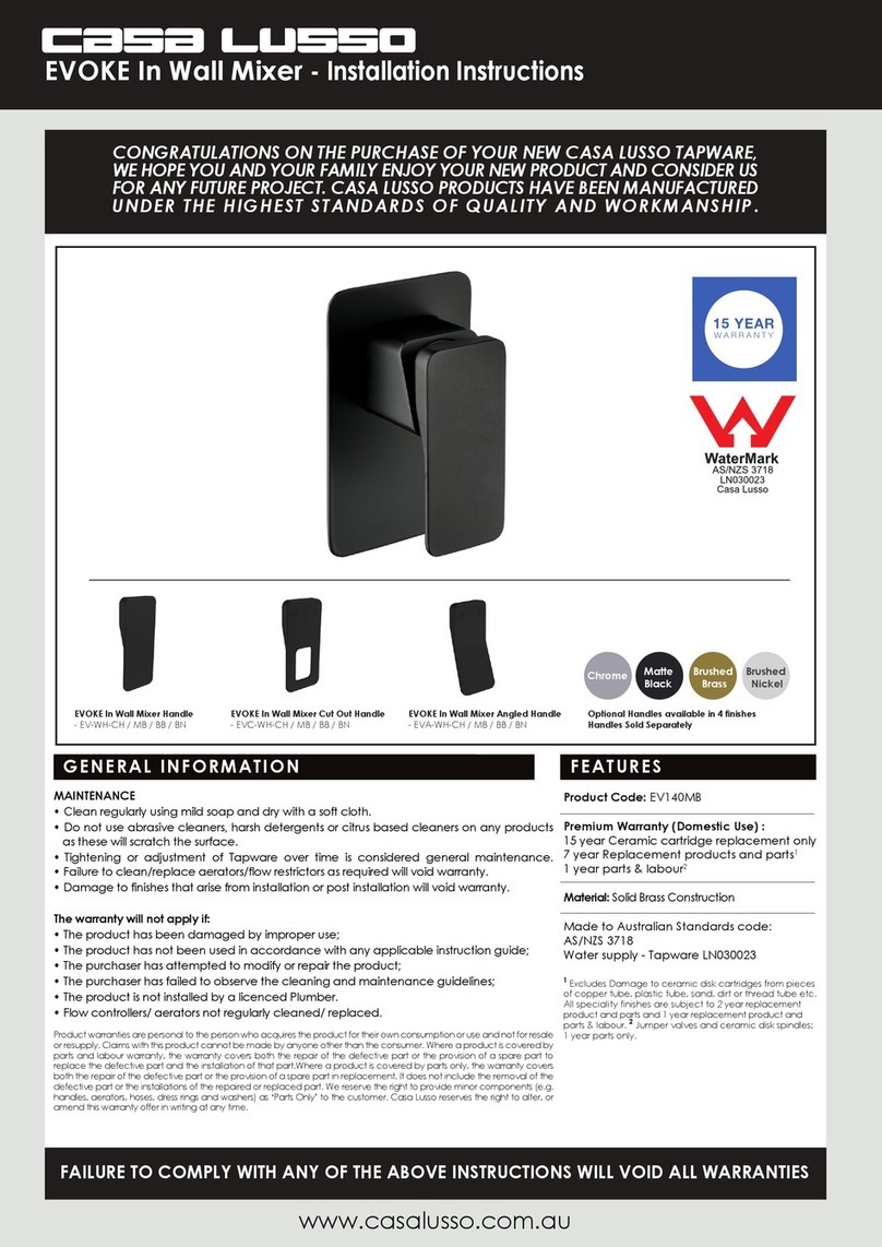 Casa Lusso EVOKE EV-WH-CH installation instructions