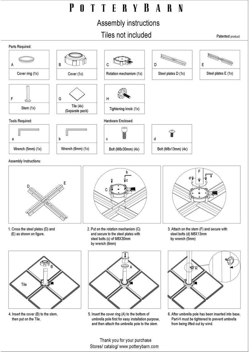 PotteryBarn Trigger Lift Cantilever umbrella instruction manual