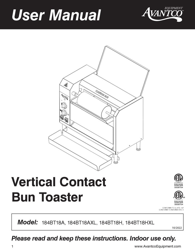 Avantco 184BT18A user manual