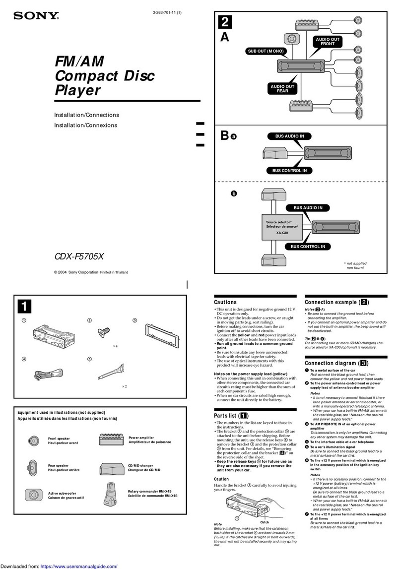 Sony CDX-F5705X - Fm/am Compact Disc Player Product guide Sony CDX-F5705X - Fm/am Compact Disc Player Product guide