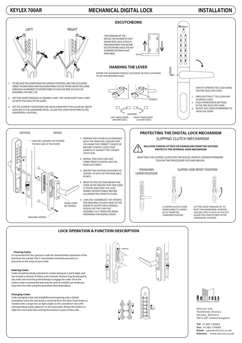 Relcross Door Controls KEYLEX 700AR User manual
