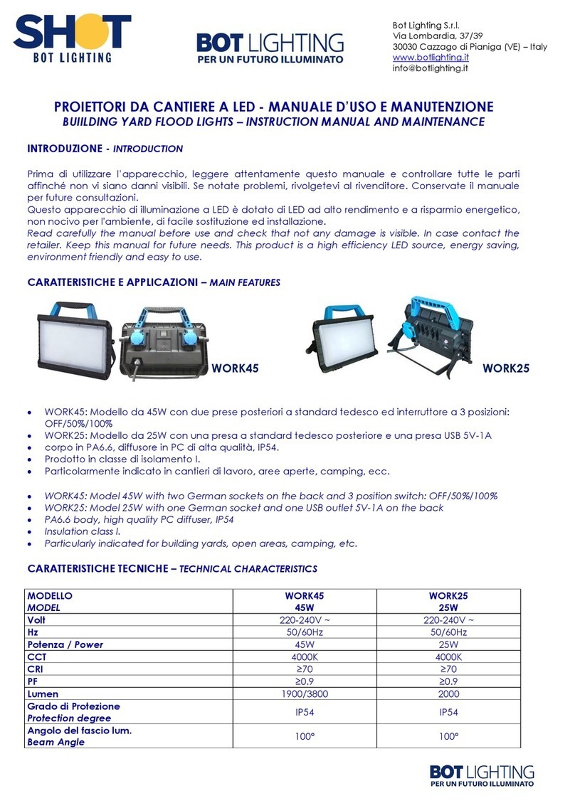 BOT LIGHTING SHOT WORK45 Instruction manual and maintenance BOT LIGHTING SHOT WORK45 Instruction manual and maintenance