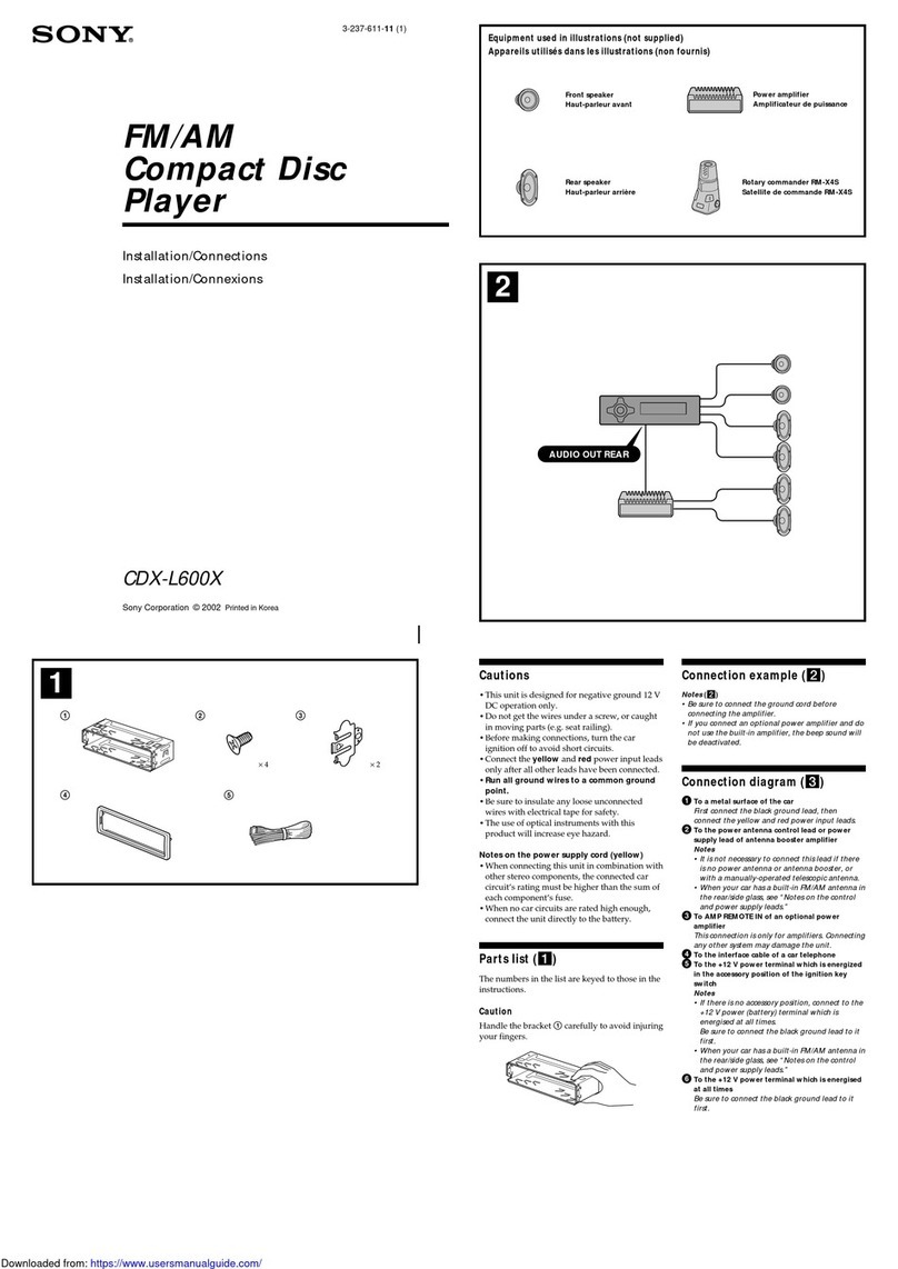 Sony CDX-L600X - Fm/am Compact Disc Player Product guide