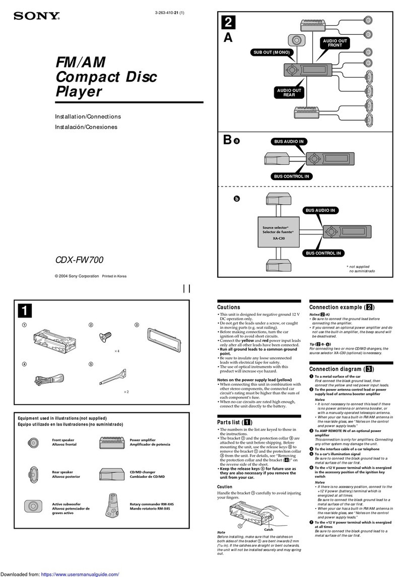 Sony CDX-FW700 - Fm/am Compact Disc Player Product guide