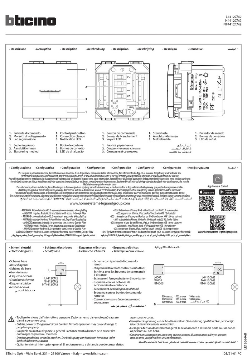 Bticino L4412CM2 quick start guide